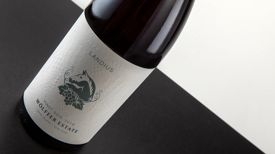 wolffer white horse wine label design