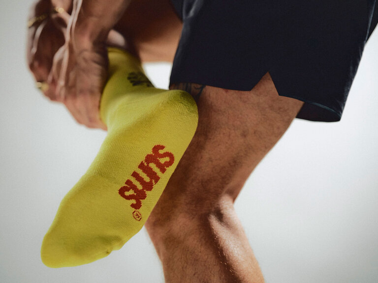 sums running socks yellow sock