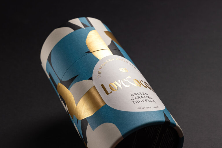 love cocoa salted caramel truffle packaging
