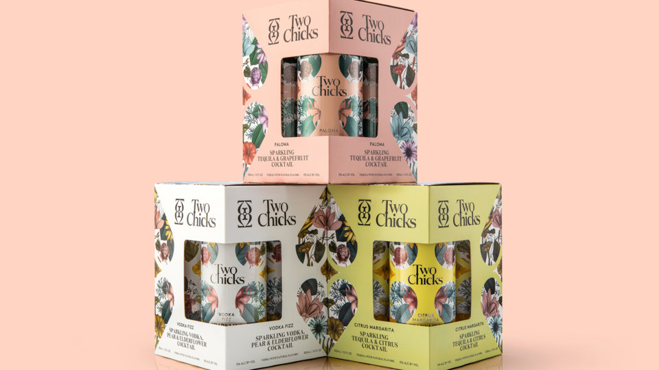 two chicks cocktails packaging